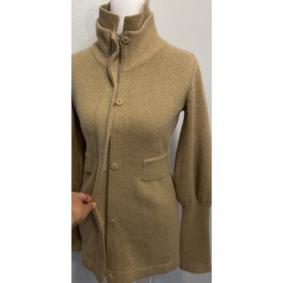 VTG 100% Cashmere Sweater XS Zip Up Jacket Military Saks Fifth Avenue 80s/90s - Picture 15 of 16